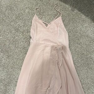 Blush Pink Spaghetti Strap Wrap Dress